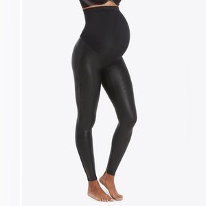 SPANX Mama Maternity Faux Leather Leggings in Very Black - Size M